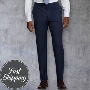 HART SHAFFNER MARX Mens Dress Pants 40x30 Dark Navy Wool Classic Fit Trousers